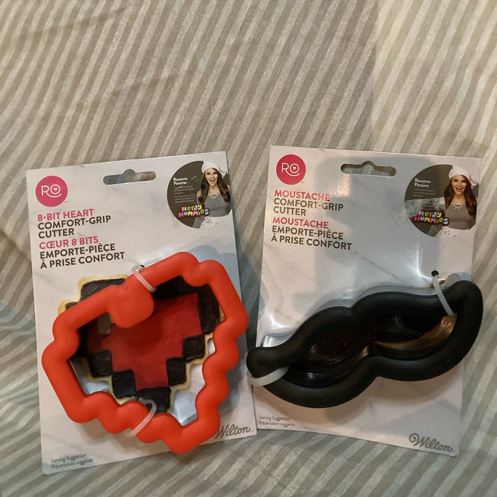 Wilton Moustache & 8 Bit Heart Shaped Cookie Cutters